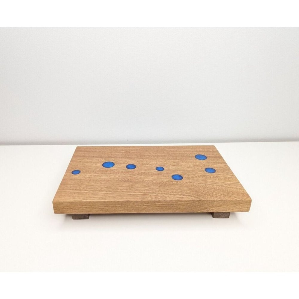 Mahagony And Walnut Wooden Riser Tray Soap Stand With Resin Inlay